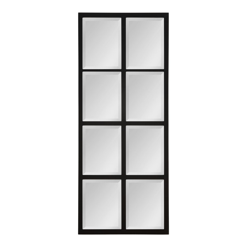 Lamel Panel Window Wall Mirror, Black