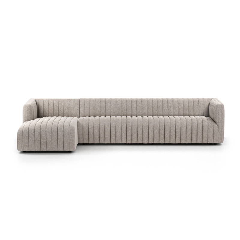 Augustine Chaise Sectional, Left Hand Facing, Orly Natural Velvet, 26" H X 126" W X 64" D