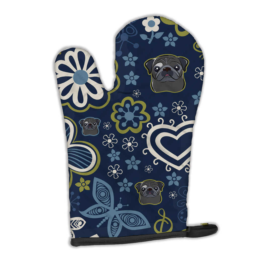 Caroline's Treasures Flowers Pug Oven Mitt Caroline's Treasures 