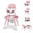 Foldable High Chair for Babies & Toddlers, Adjustable Height, Recline, Storage Basket, Double Trays, Easy to Clean-303581981-303581980
