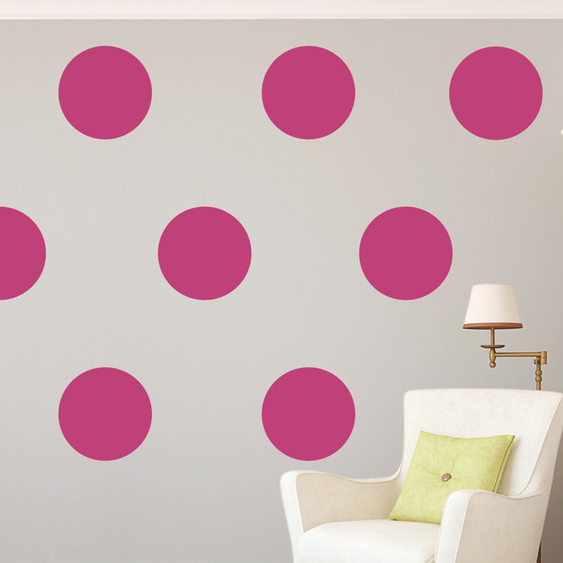 Décalcomanie murale Pois géants, Rose, 12 pouces