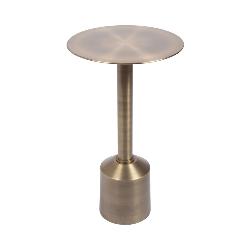 Modern Metal Pedestal Round Side Table, Gold