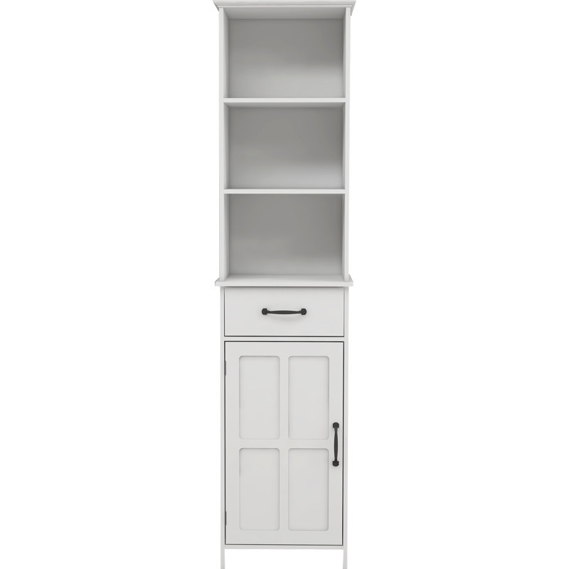 Armoire sur pied blanche, 1 porte et 1 tiroir, une fabrication attrayante, de nombreux choix de rangement, une finition peinte, pour tous les espaces, un assemblage simple et une finition de tiroir.