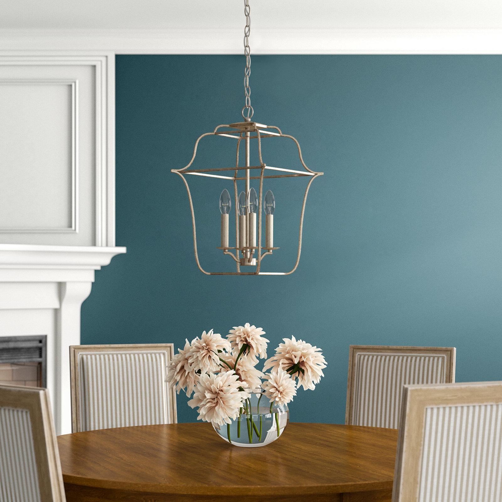 Lark 6-Light Chandelier, Century Silver Leaf, 4, 20" H x 14" W x 14" D