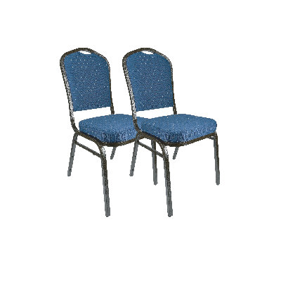 Banquet Chair - Crown | Navy Blue Fabric with Gold Dots on Gold Vein Frame, 2 Chair Bundle by Chivari Banquet