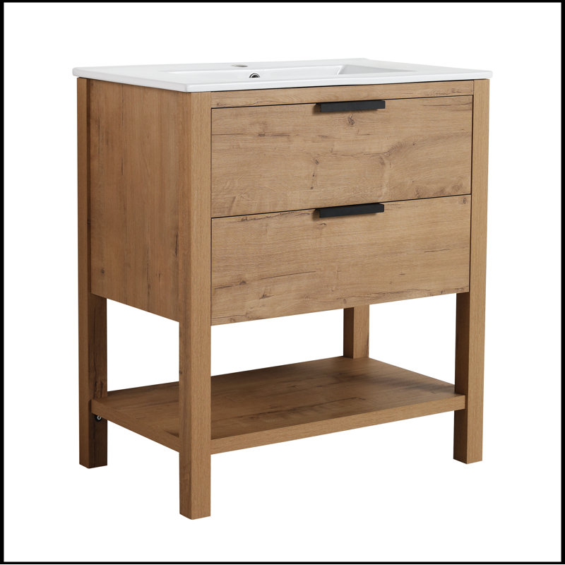 Meuble-lavabo simple avec plateau Liyam 30,00, Blanc