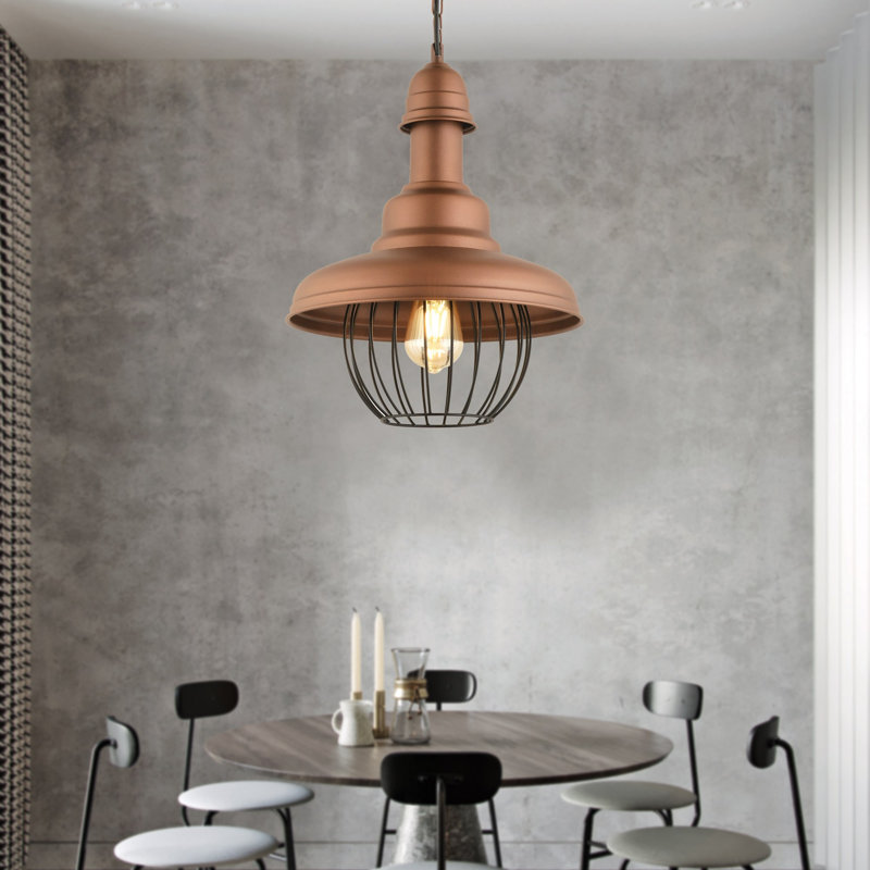 Elegant Adjustable Chandelier - Copper Metal Body, Ø12.6 x H11.8 inches | Adjustable Height 13.8 to 53.1 inches | 1 x E27 Socket (Max 40W) | Stylish Lighting for Living Room, Dining Room & Entryway | Modern Design, IP20 Rated
