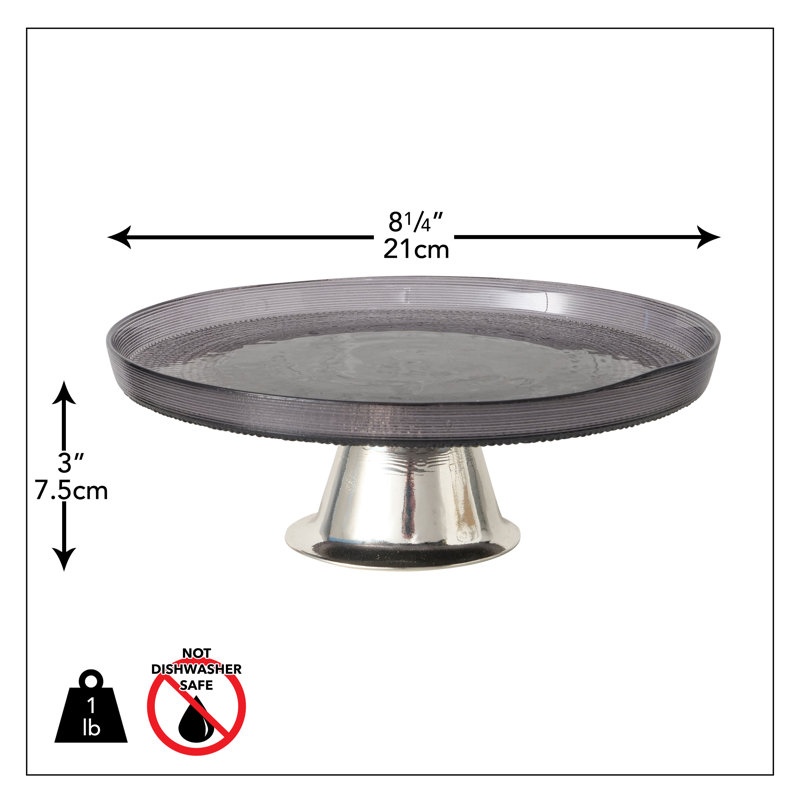 Grey And Silver Footed Cake Plate