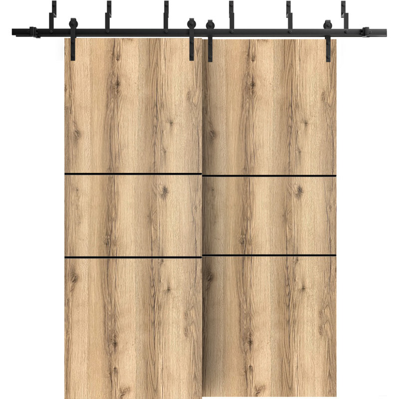 Porte de grange en bois massif massif, Chêne, 36 po x 96 po