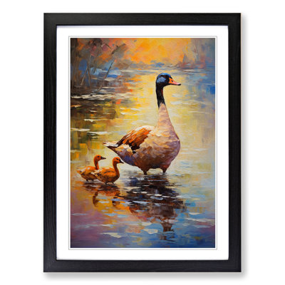 Goose Impressionism No.3 - Single Picture Frame Print on Wood
