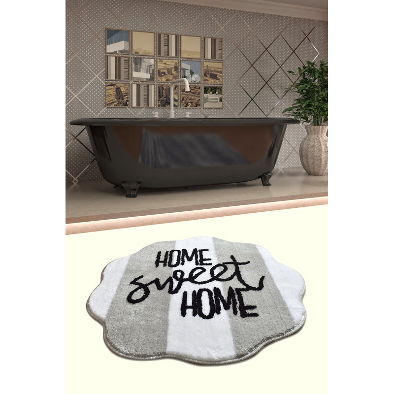 Tapis de bain Botello, Gris / blanc / noir
