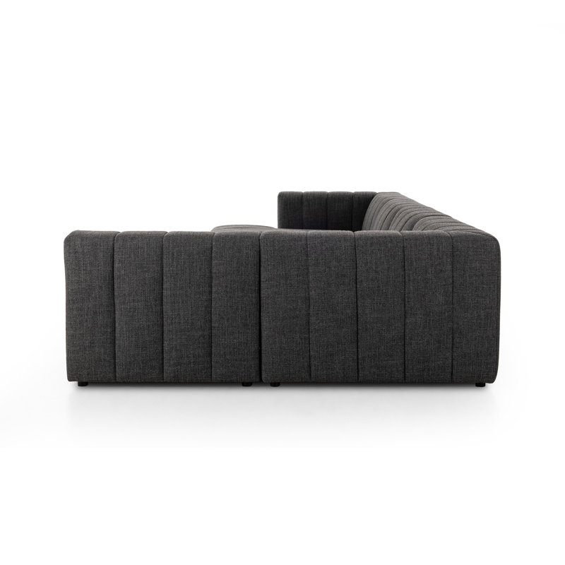 Langham Modular Sectional, Left Hand Facing, Saxon Charcoal Polyester Blend