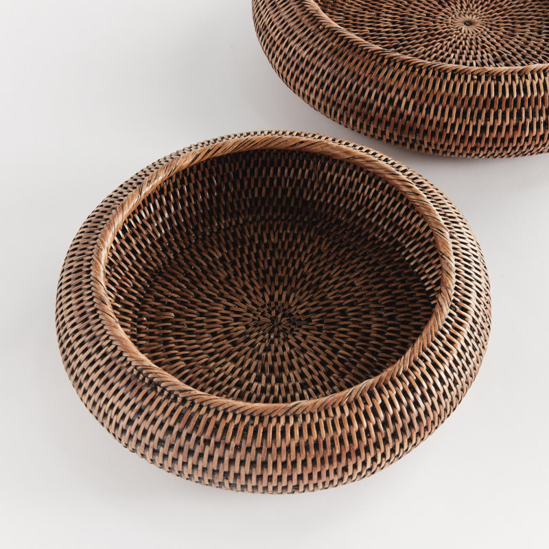BURMA RATTAN SHALLOW DISPLAY BOWLS
