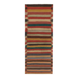 Wool Striped Area Rug in Red/Yellow/Blue