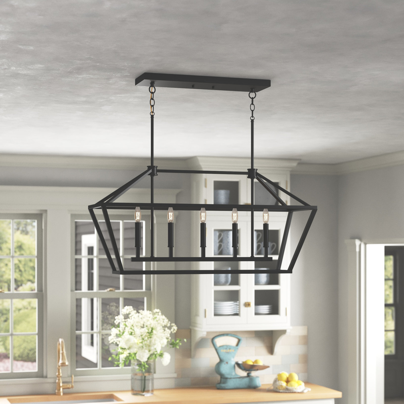 Glenhaven 5 Light Dimmable Pendant, Matte Black