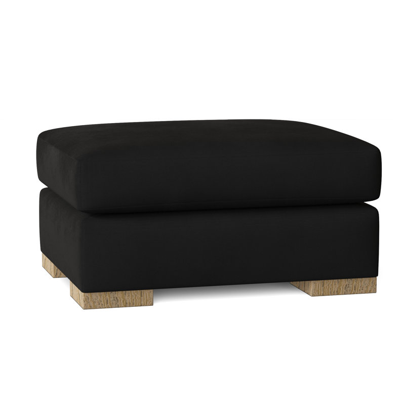 Repose-pieds Branam, Velours noir, Acajou