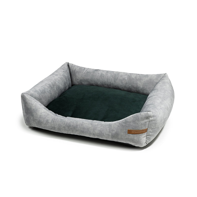 Orthopedic Polyester Pet Bed, 15cm H x 55cm W x 65cm D, Grey/Dark Green