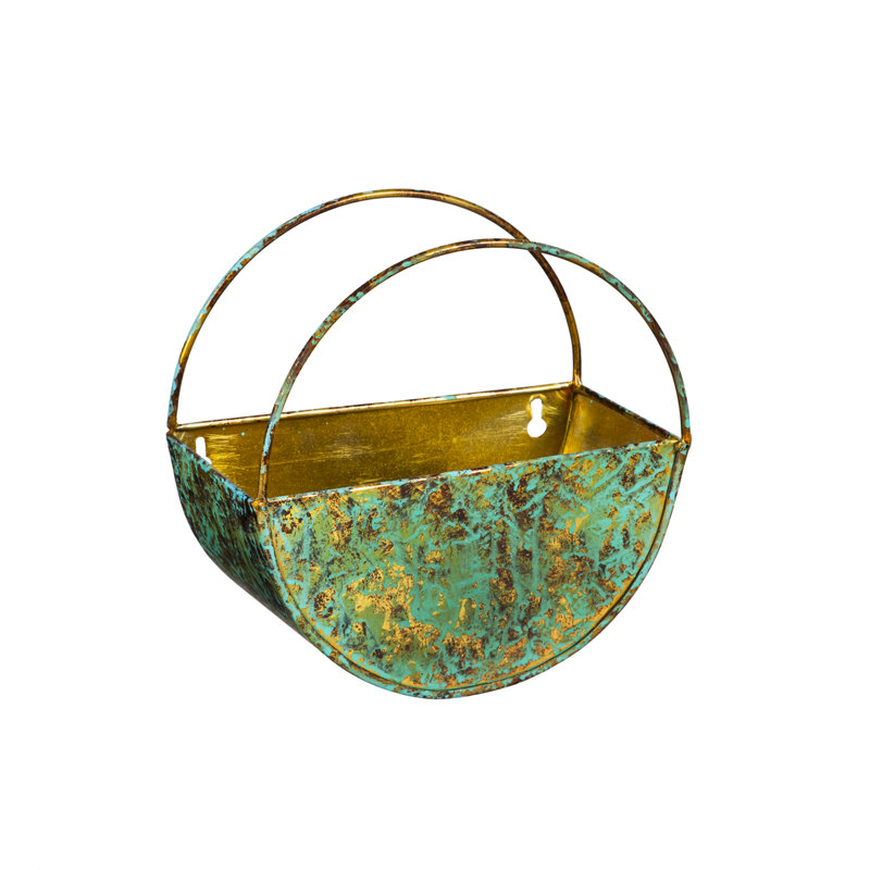 Pot à fleurs mural intérieur / extérieur Orinda Verdigris, H 7,87 po x l 7,87 po x P 4,13 po