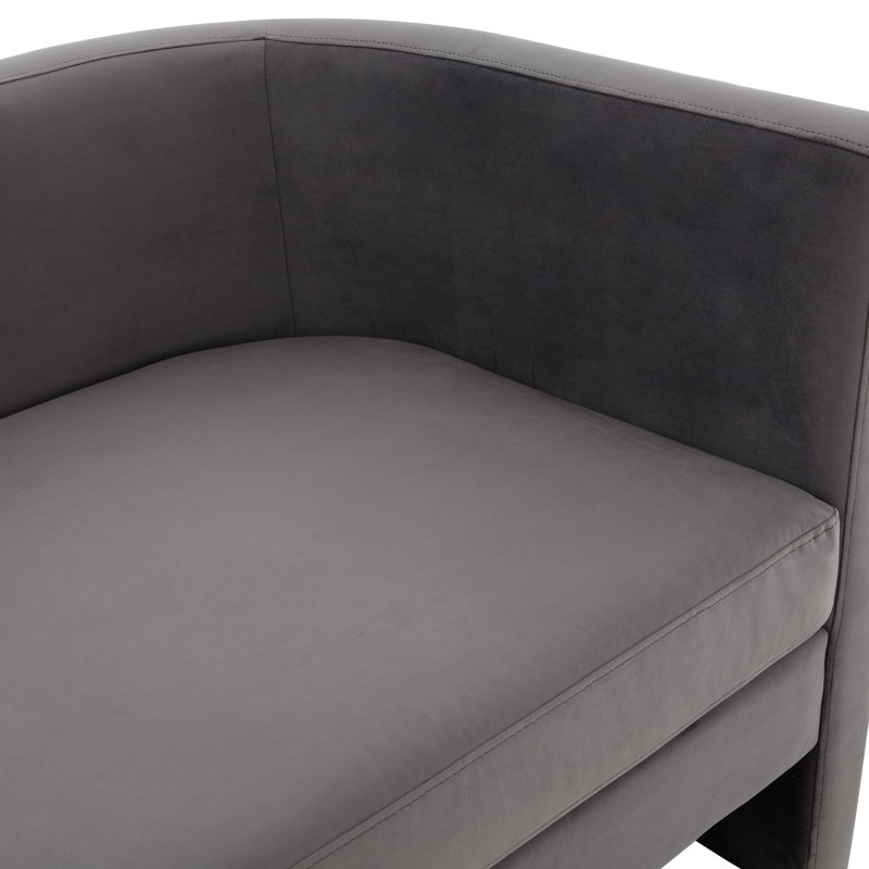 Canapé à accoudoirs carrés en velours de 80 po Donati, Velours gris ardoise