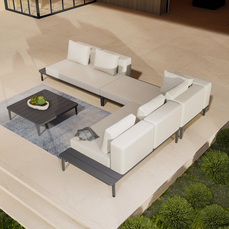 Filmore 6 - Person Modular Patio Conversation Sets with Cushions