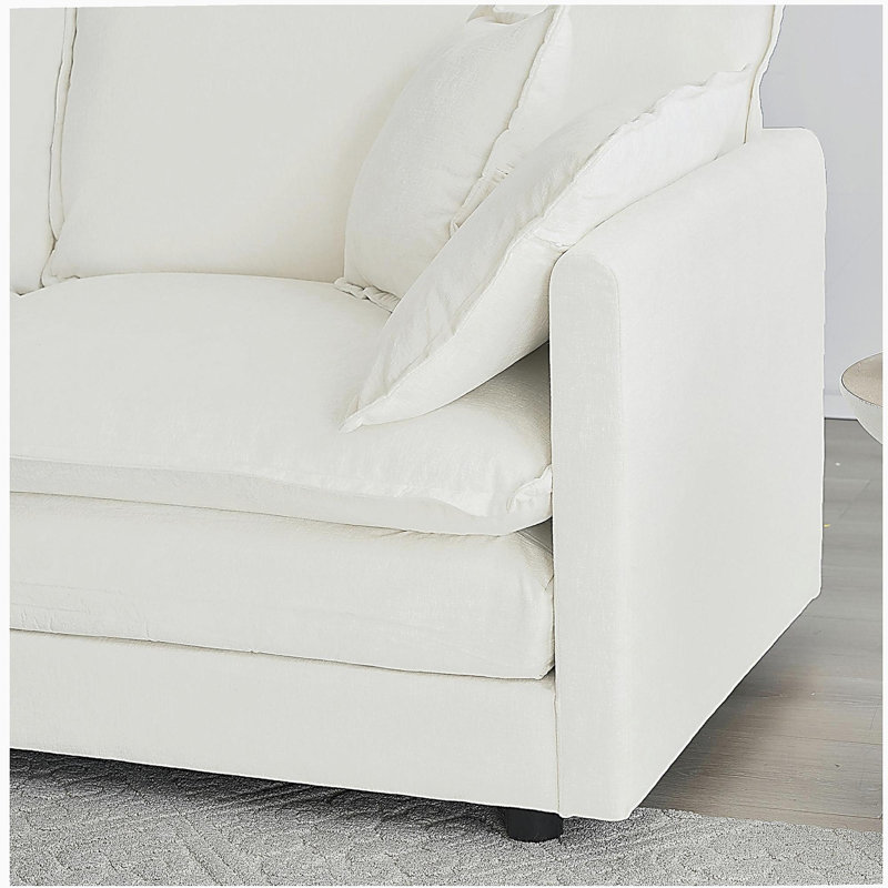 Ensemble de canapés-lits en chenille blanche, Blanc