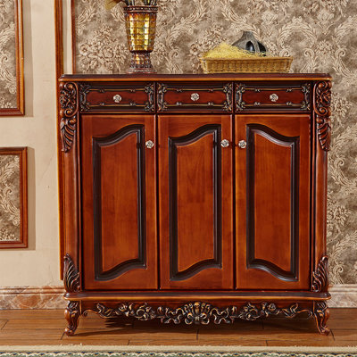 European Style Shoe Cabinet Carved Cabinet 9 Pair Shoe Storage Cabinet