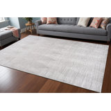 Grey Geometric Distressed Area Rug