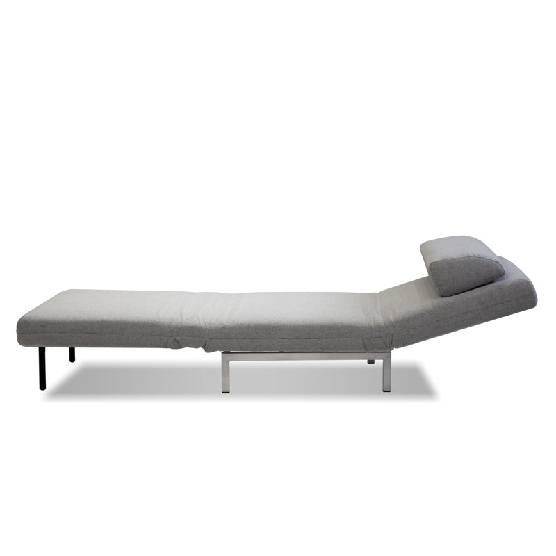 Fauteuil-lit pivotant rembourré Iso, Bleu, Argent argent