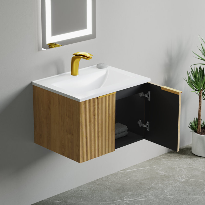 24" Single Vanity Set, Base, Ceramic Top, Natural