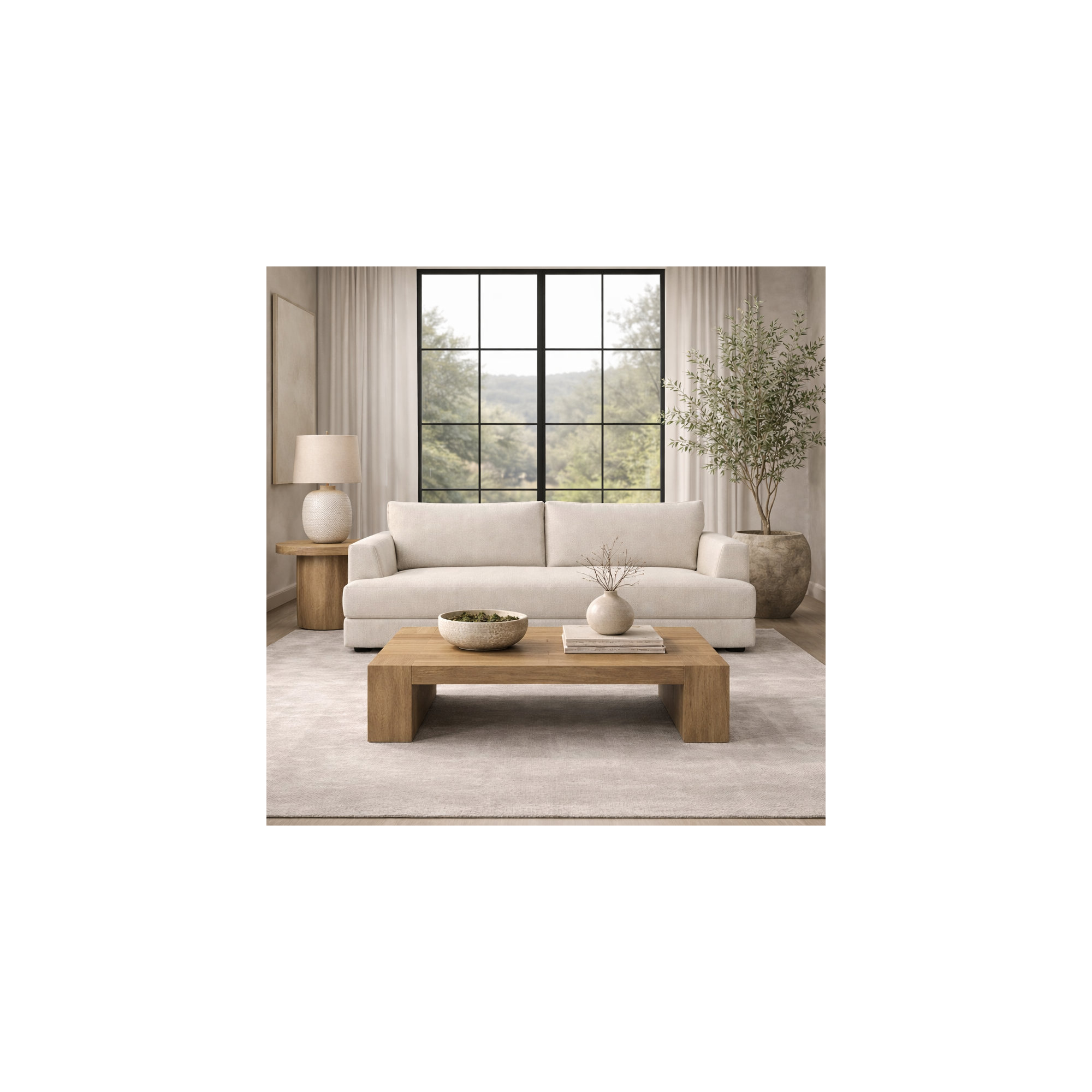 Laguna 96" Upholstered Sofa, John Sepia Performance Linen Blend