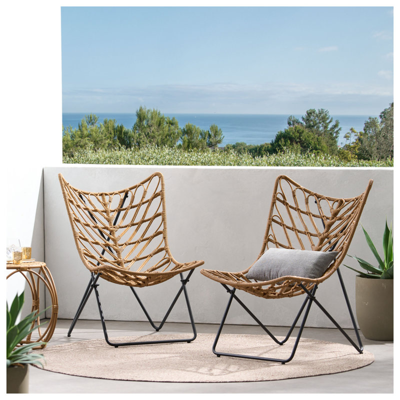 Bryson Light Brown Rattan Accent Chair with Boho Modern Design for Indoor or Outdoor Use