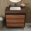 Meuble-lavabo autoportant Modern Farmhouse avec vasque en céramique et plateau en pierre frittée-532948346-532948344