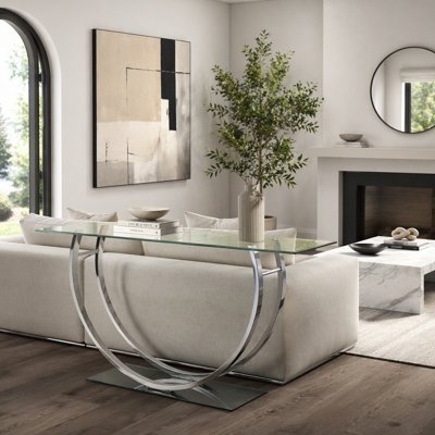 Garrett Chrome Glass Top Console Table