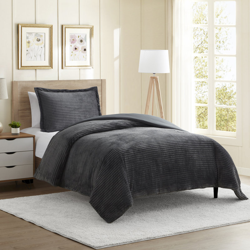 Duvet Cover, Charcoal Gray, Twin Duvet Cover + 1 Standard Sham