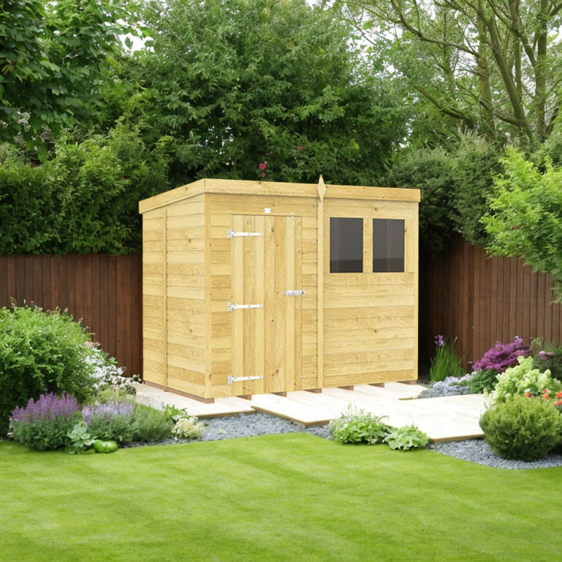8ft x 5ft Pent Shed - Single Door with Windows