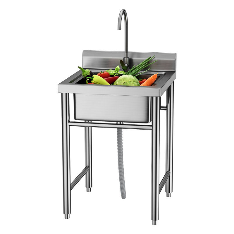 Évier d'extérieur, évier utilitaire en acier inoxydable, évier simple de cuisine commerciale autoportant pour restaurant, salle de lavage, garage