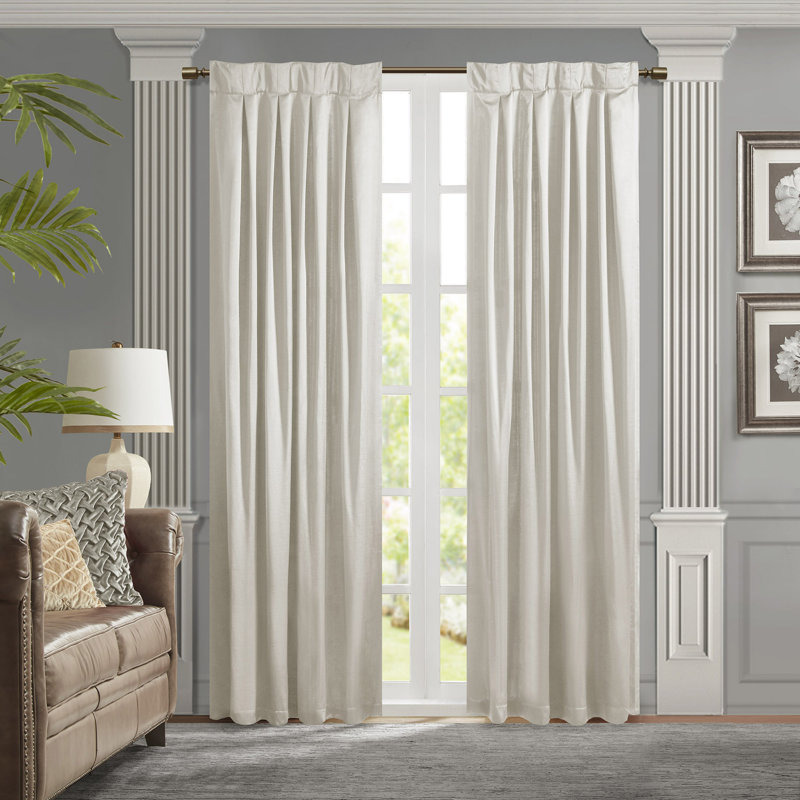 Panneau de rideau plissé avec attache (seulement 1 panneau PC) pour les fenêtres de salon, L 52,08 po x L 84,11 po, Champagne