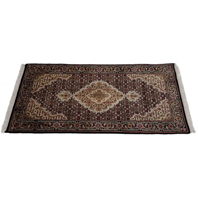 Tapis oriental brun en laine / coton de style oriental fait à la main 3 pi x 5 pi Pilade