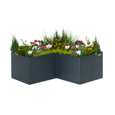 Boîte à fleurs en métal pour l'extérieur en forme de L