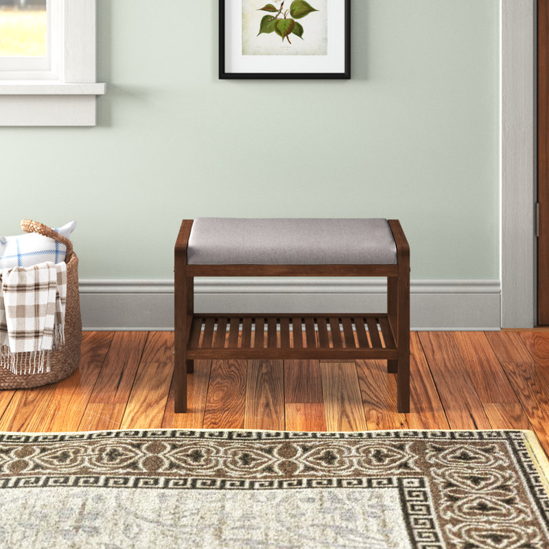 Banc de rangement pour chaussures rembourré Knarr, Brun brossé