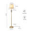 Lampe sur pied 63 "en porcelaine à motif floral et oiseaux 63" avec base en céramique ivoire et abat-jour en lin