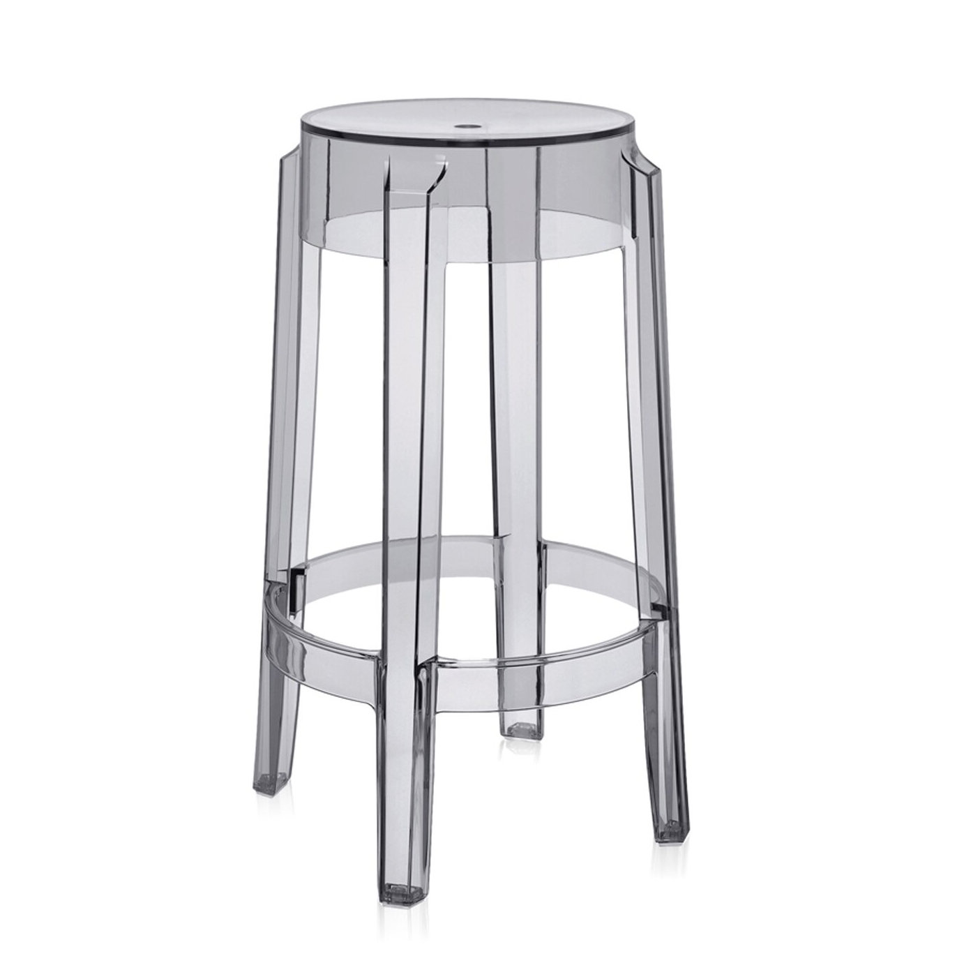 Charles Backless Outdoor Bar Stool, Smoke Gray, 25.59"
