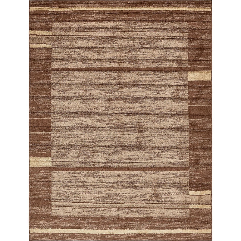 Tapis brun à motif géométrique Harvest, Rectangle 8 pi x 10 pi