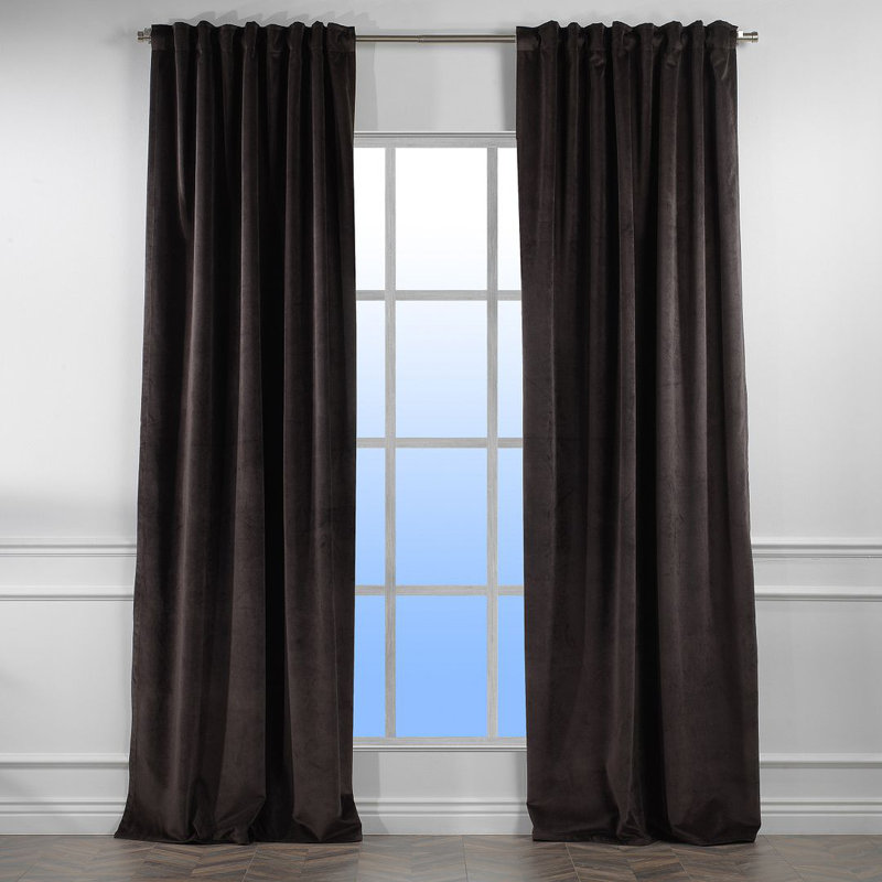 Panneau de rideau doublé occultant en velours mat très large et très long, L 52 po x L 72 po, 27 chocolat noir