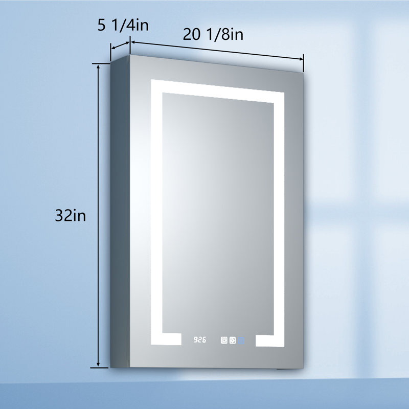 Armoire à pharmacie sans cadre avec miroir et 3 tablettes réglables l 20 po x H 32 po Catia, À droite