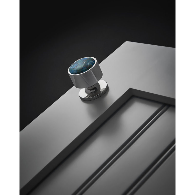 Firesky Diameter Knob, Polished Chrome, Mohave Turquoise, 1 3/8"