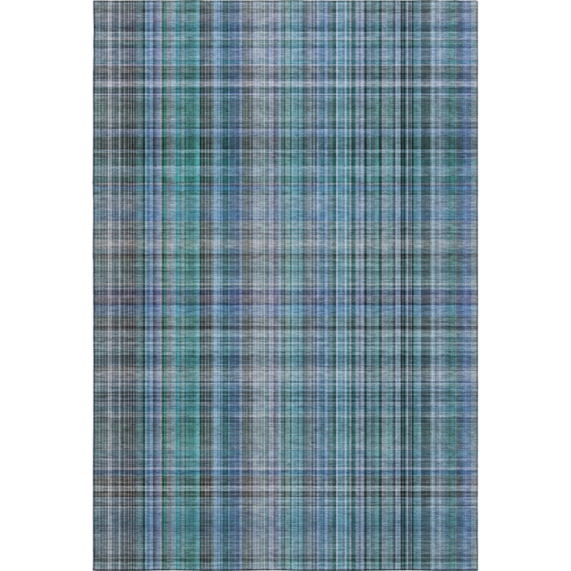Premium Machine Washable Cerrito AMF541 Teal Rug, Rectangle 9' x 12'