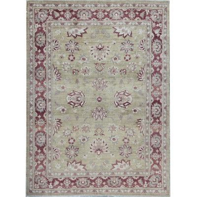 Hand-Knotted High-Quality Beige and Red Area Rug