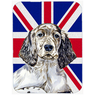Caroline's Treasures Union Jack English Setter with English British Flag Glass Cutting Board