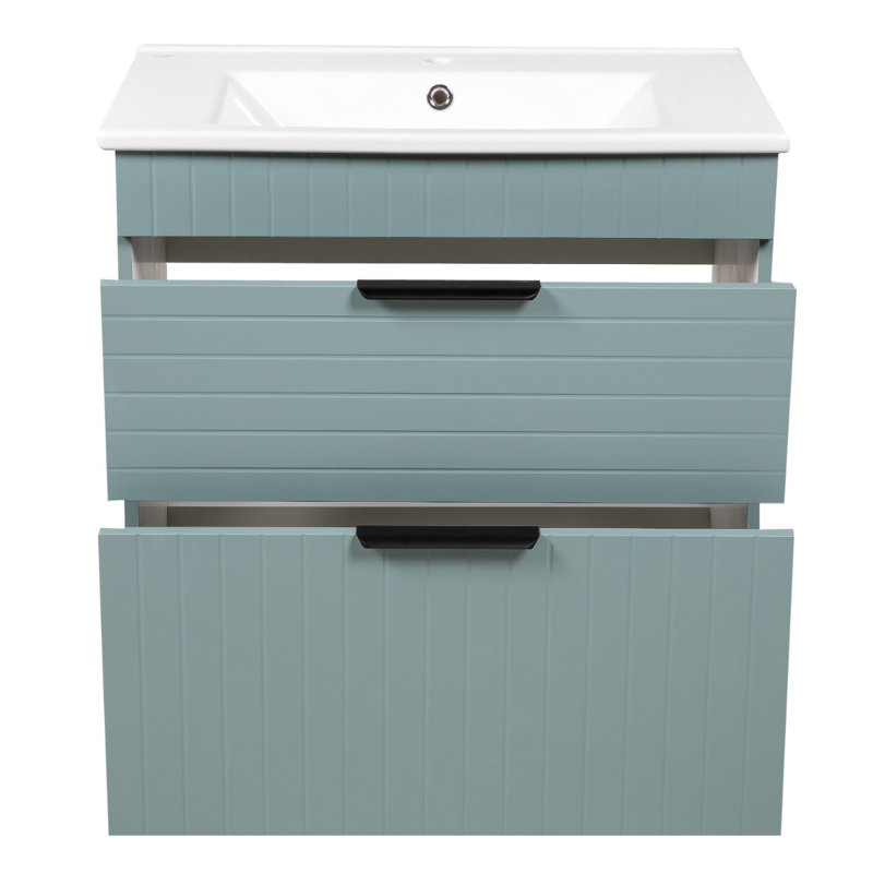 Meuble-lavabo autoportant avec lavabo Jakkar-F_Modern, Vert clair mat